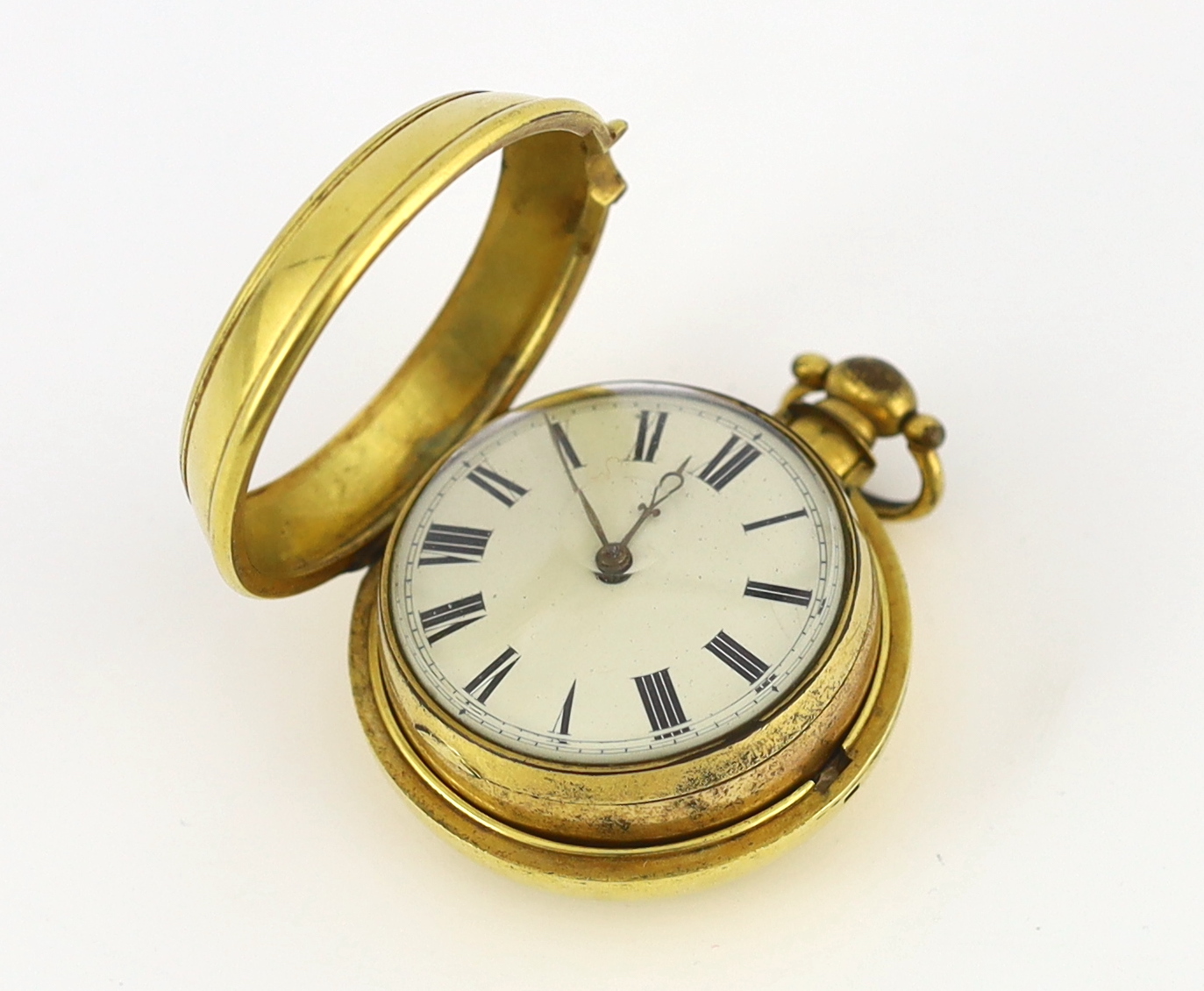 An early 18th century (later) pair cased gilt metal keywind verge pocket watch by Thomas Tompion & Edward Banger